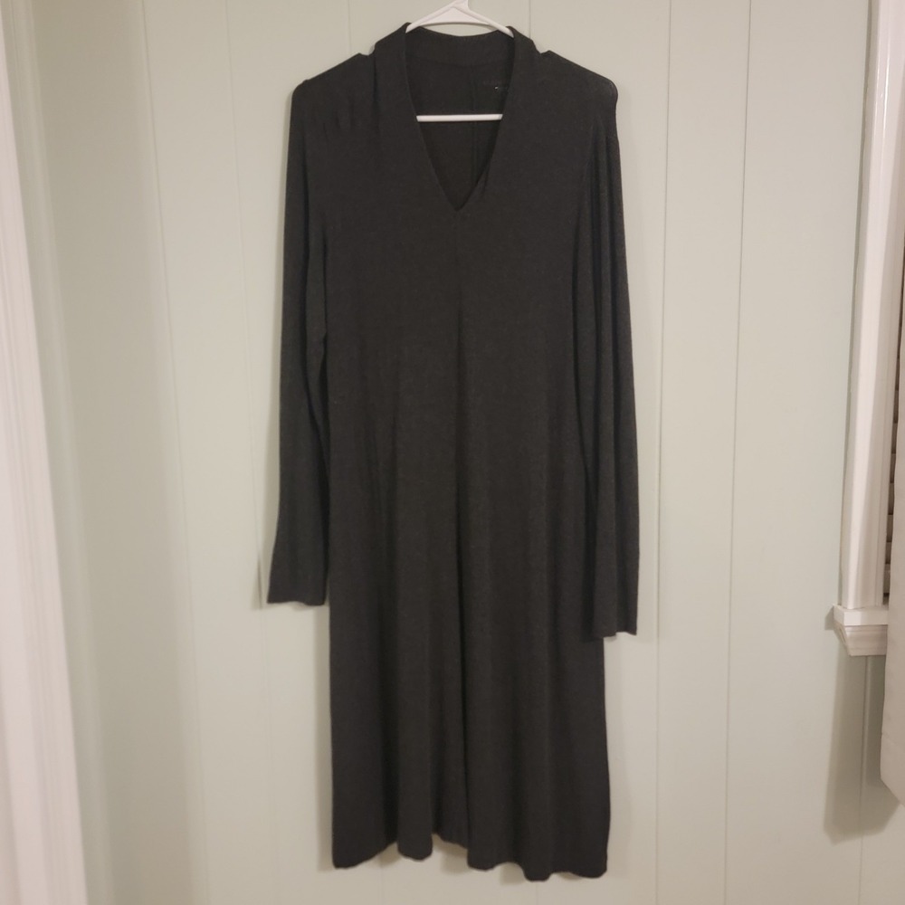 Eileen Fisher Womens Long Sleeve T Shirt Dress Medium Charcoal Gray Quiet Luxury